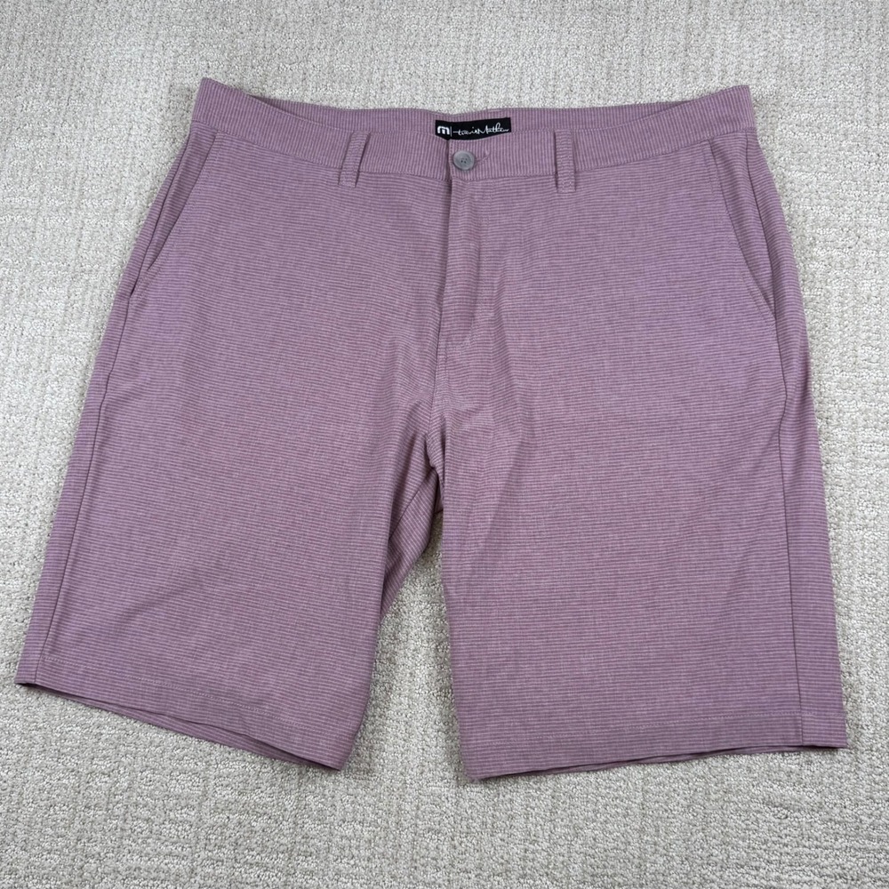 Travis Mathew Mens 40 Purple Micro Stripe 11" Beck Performance Golf Shorts